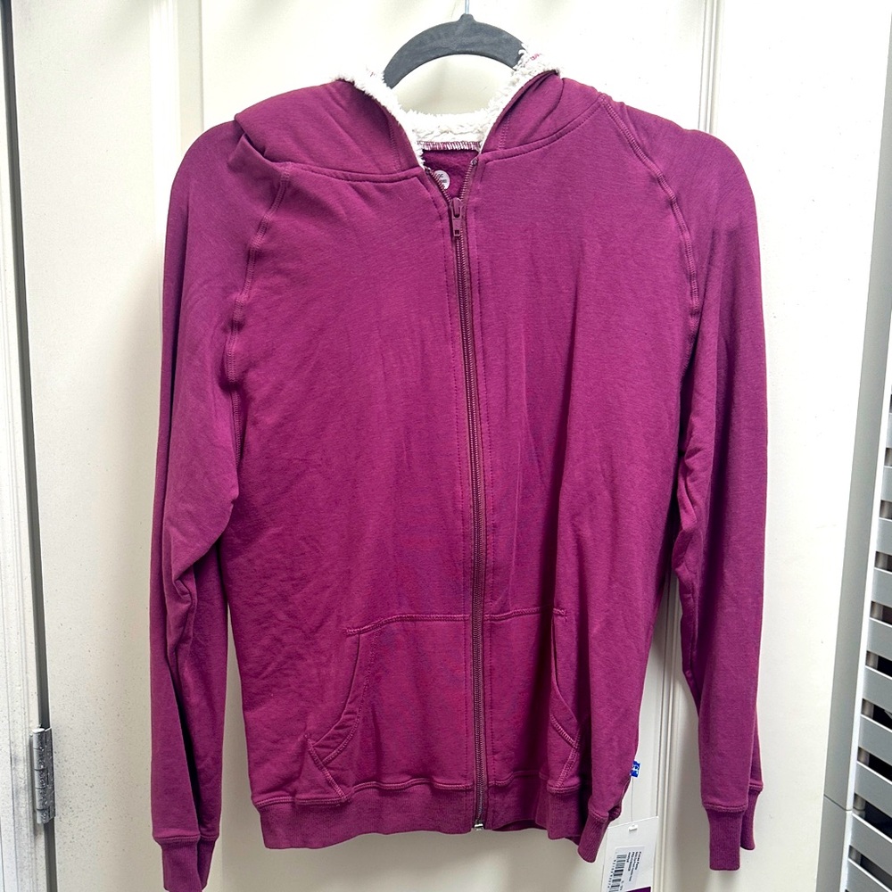 NWT Kids Kickee Pants Amethyst Zip-Up Hoodie with Sherpa Gur Lined Hood